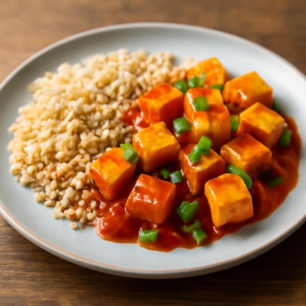 Tofu agrodolce con riso integrale — ricetta orientale fatta in casa