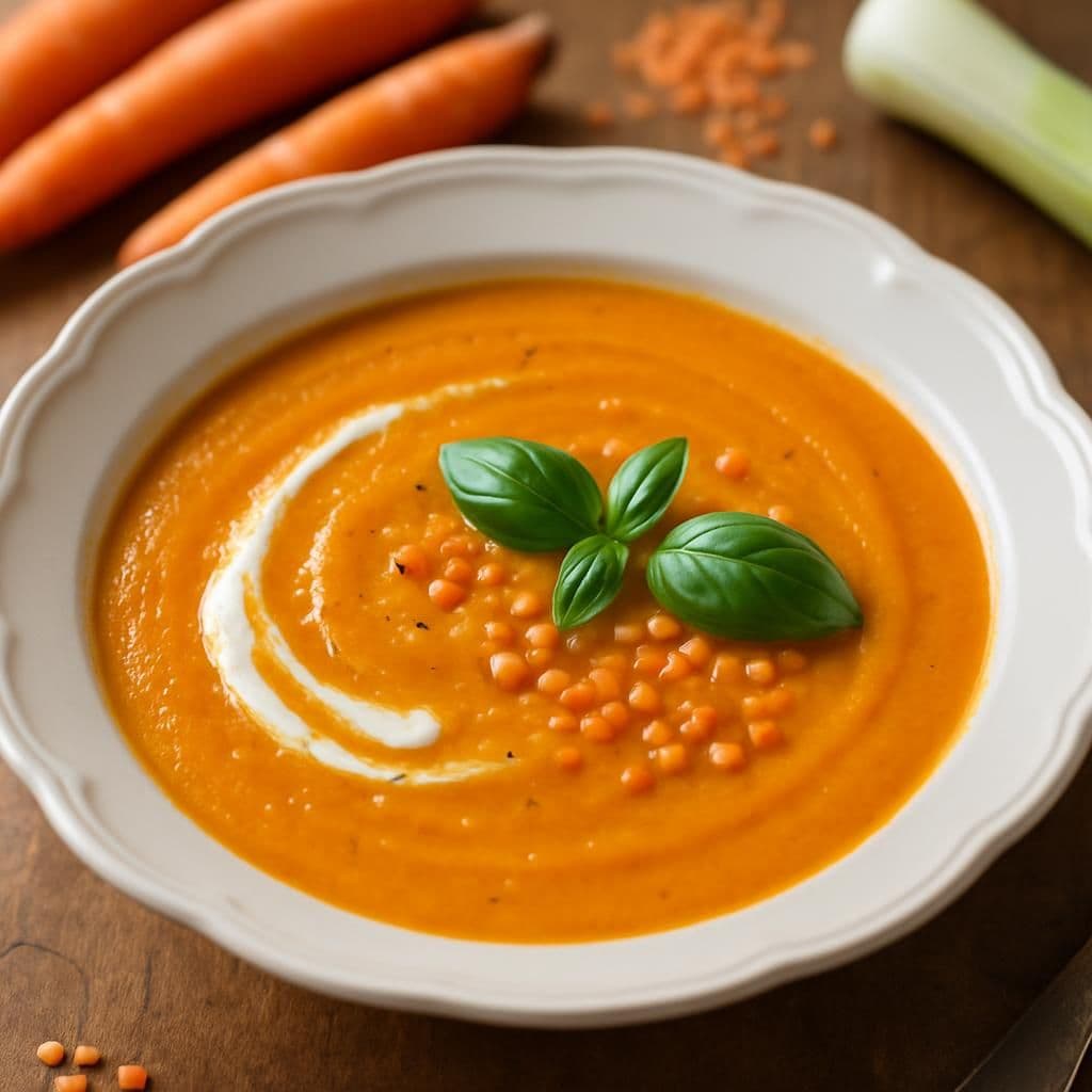 Vellutata di carote e lenticchie rosse