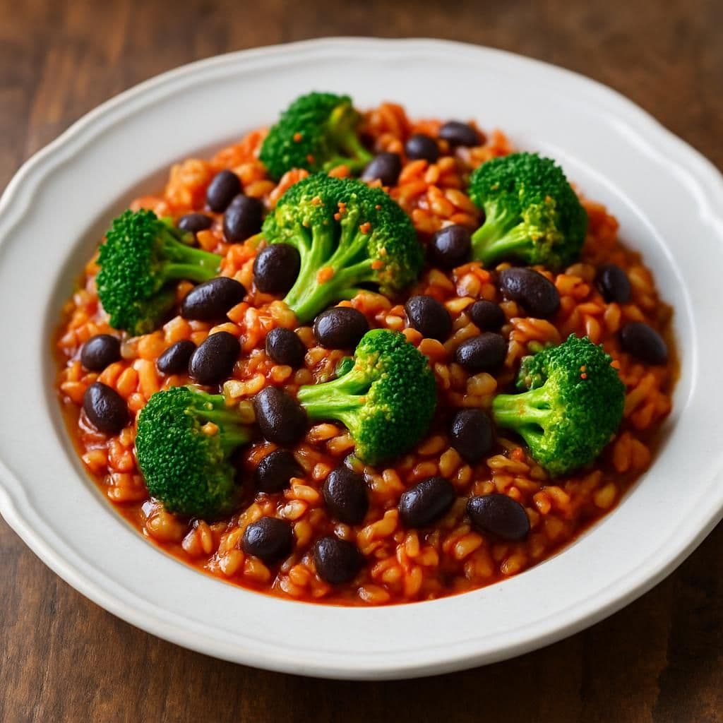 Riso broccoli e fagioli neri