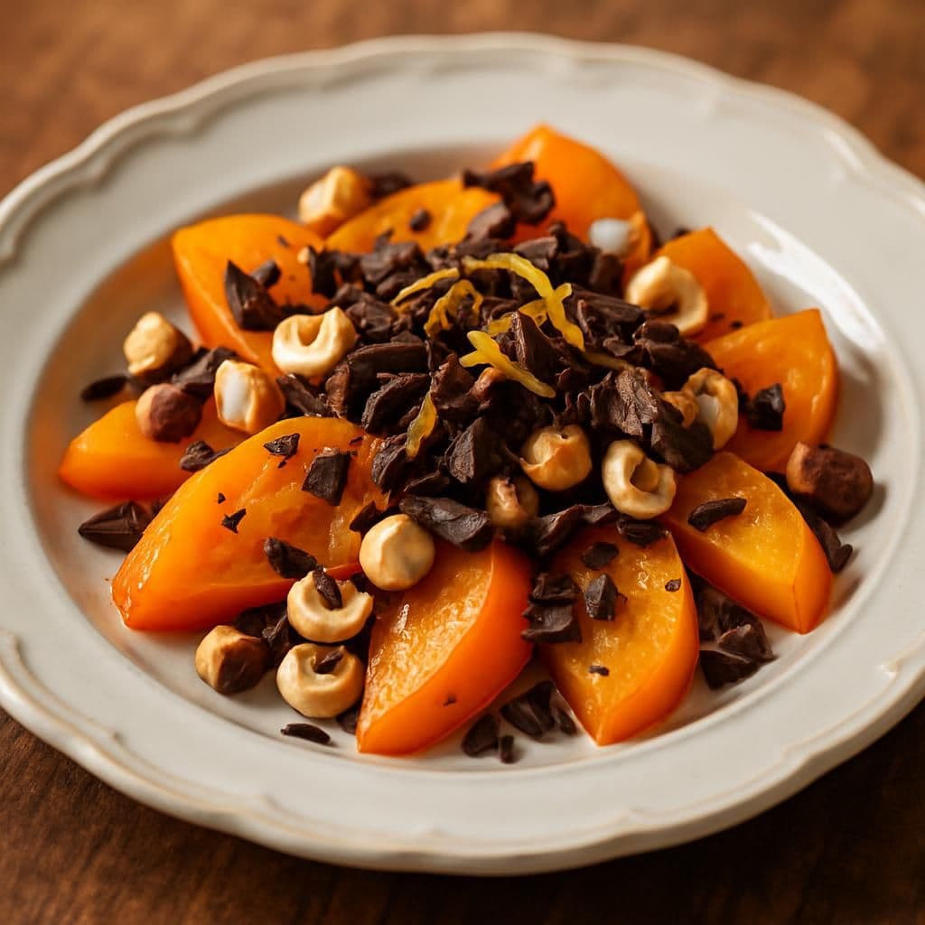 Cachi con nocciole e cioccolato — ricetta italiana fatta in casa
