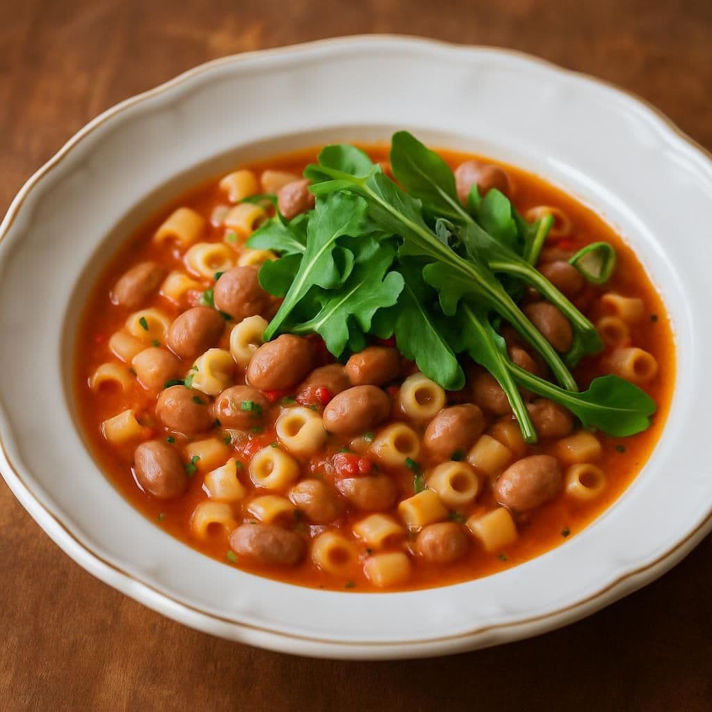 Pasta, fagioli e rucola