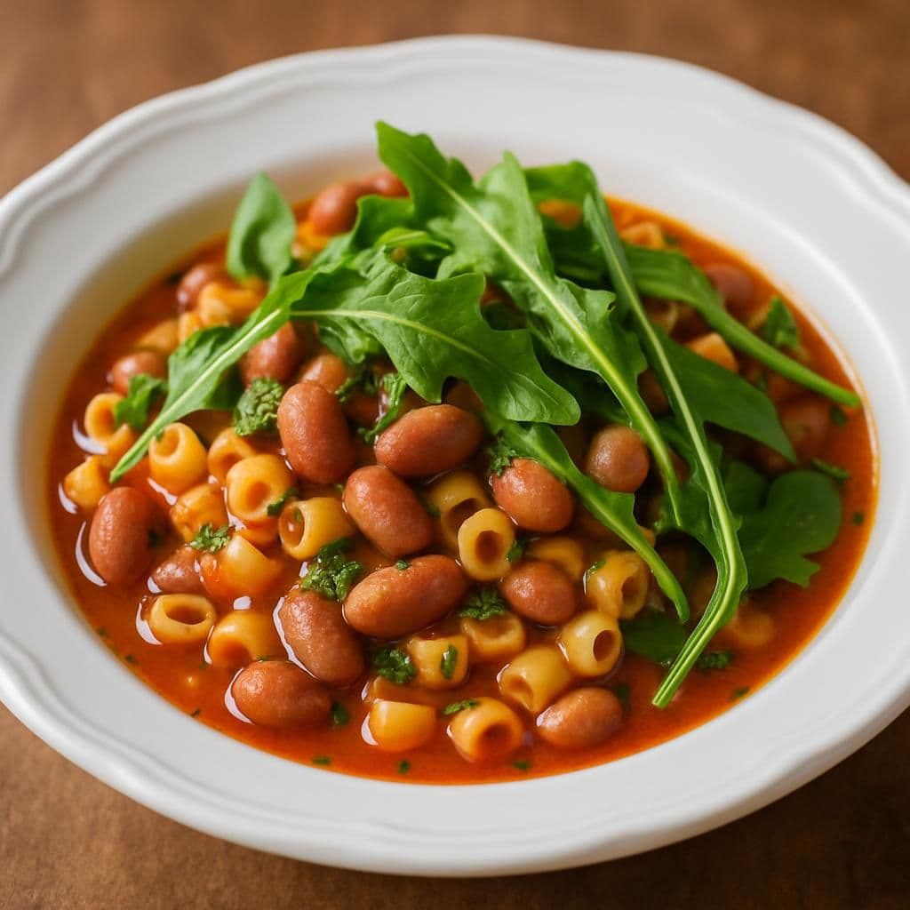 Pasta, fagioli e rucola