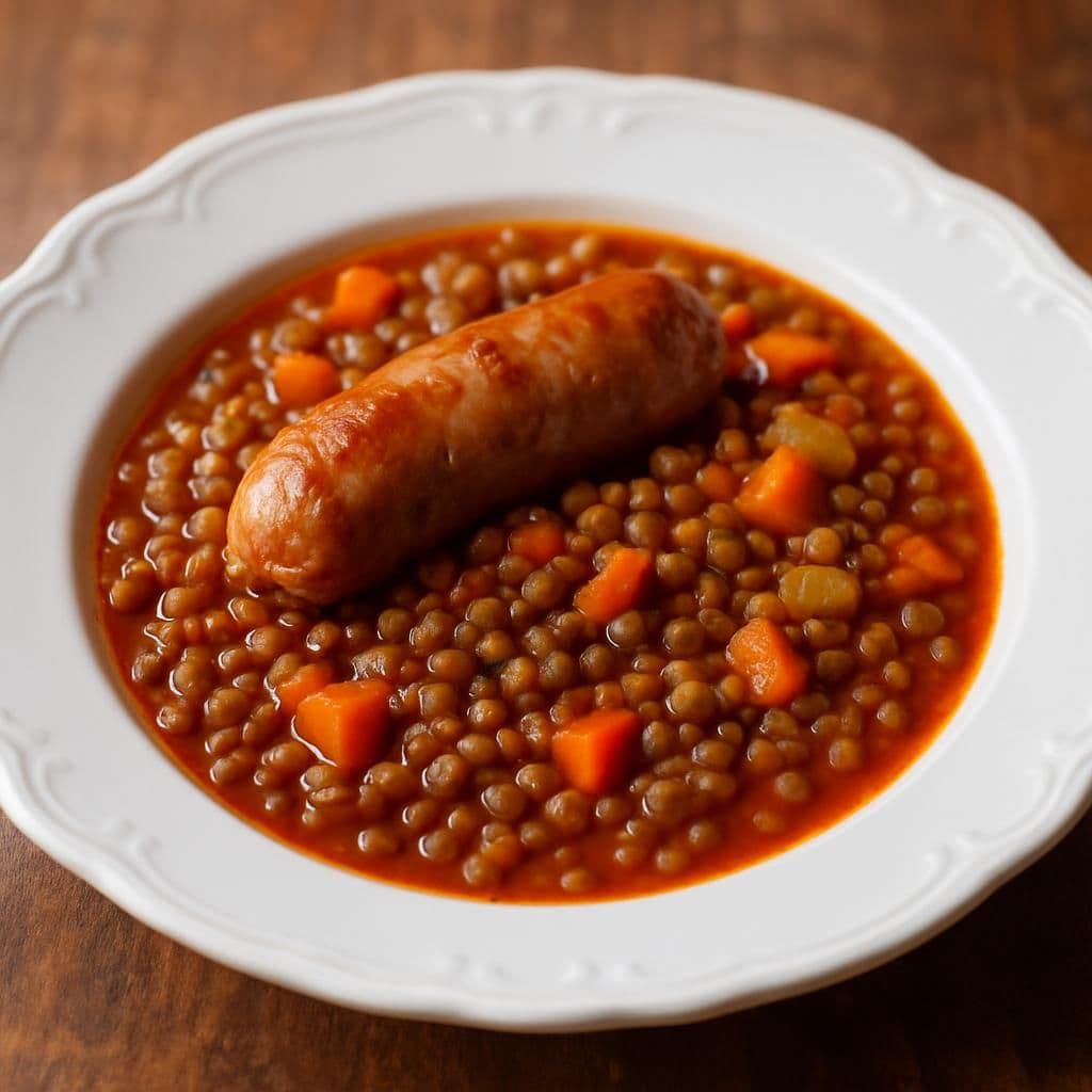 Lenticchie e salsiccia — ricetta italiana fatta in casa